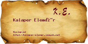 Kalaper Elemér névjegykártya
